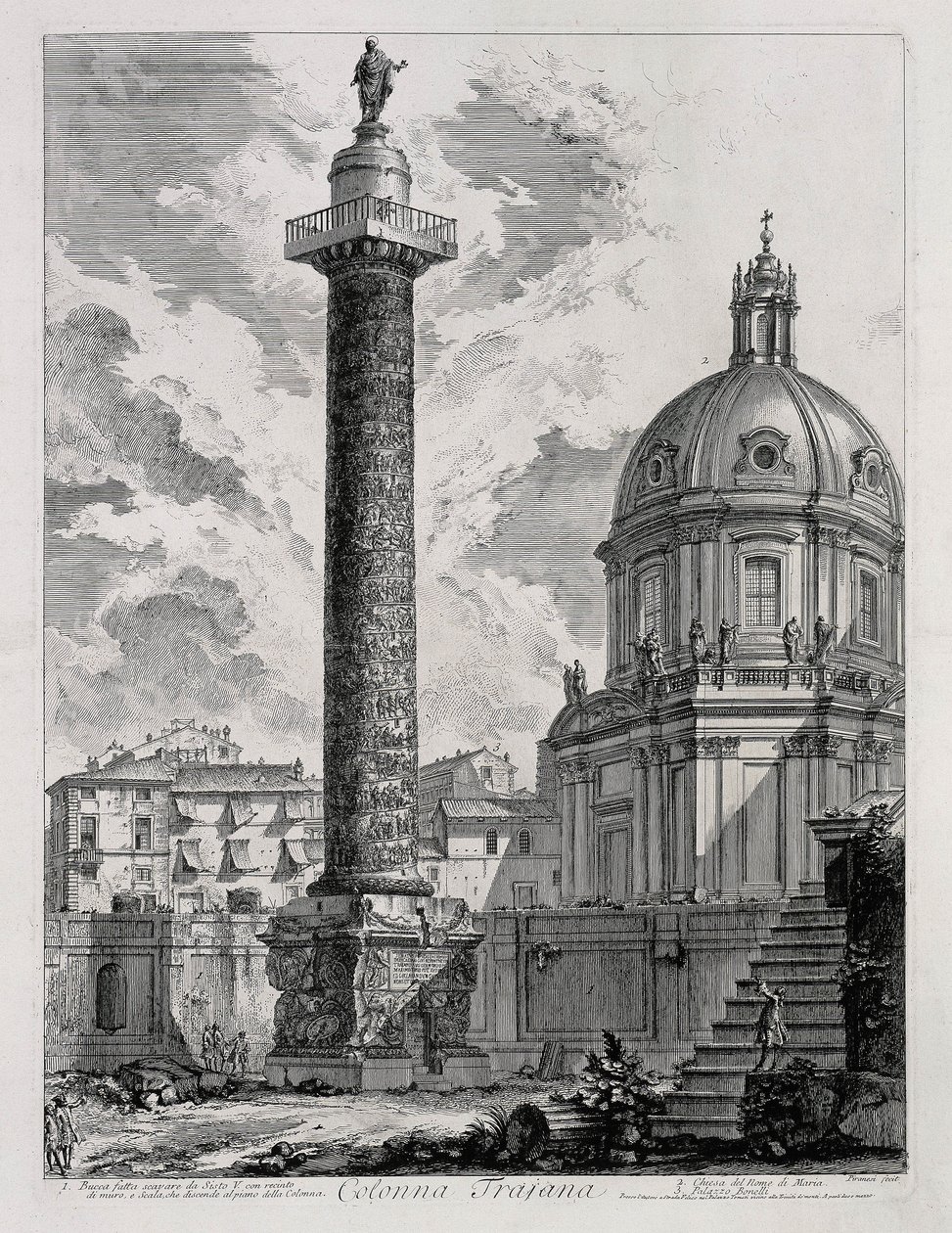 Traianus oszlopa (a Vedute di Roma című műből) alkotó: Giovanni Battista Piranesi