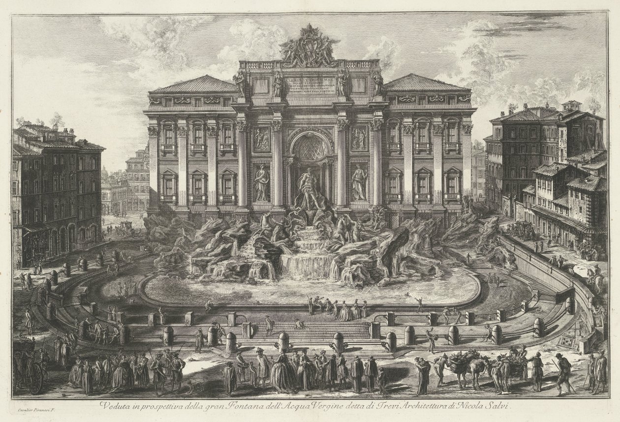 Trevifontein te Róma Perspektivikus nézet a nagy Fontana dell