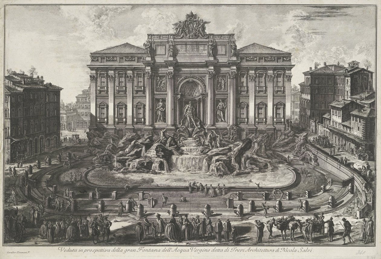 Trevifontein te Róma Perspektivikus nézet a nagy Fontana dell