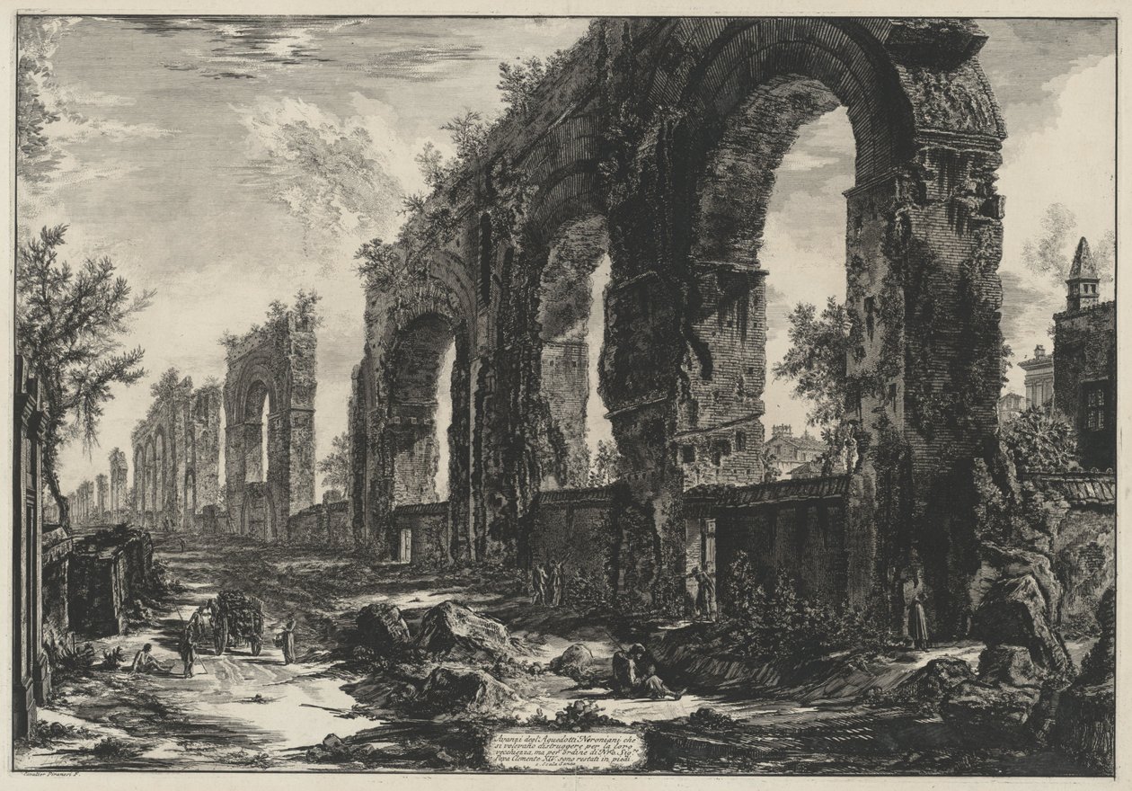 A nerói vízvezetékek maradványai (a Vedute di Roma című műből) alkotó: Giovanni Battista Piranesi