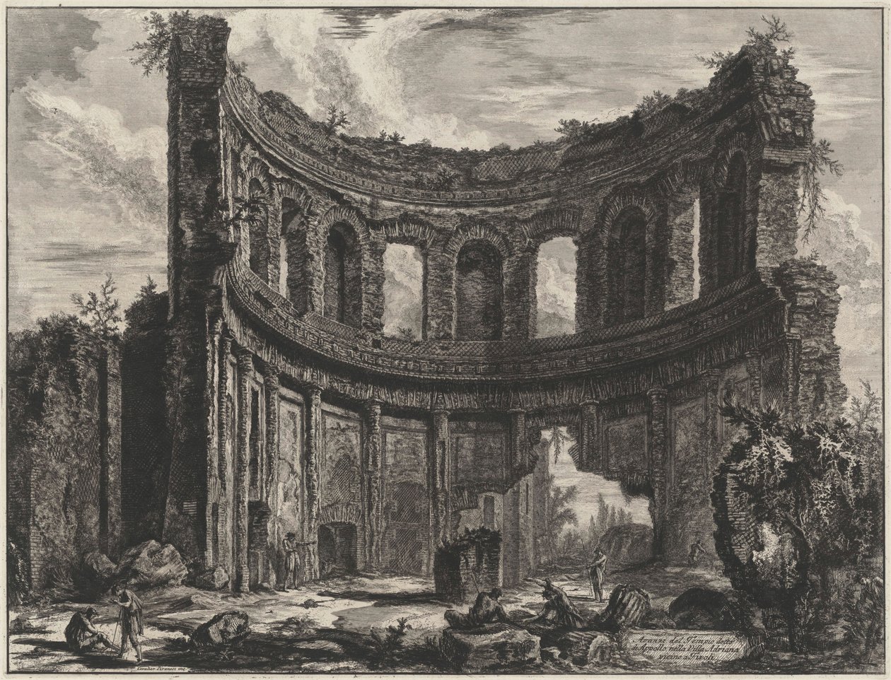 Az úgynevezett Apolló-templom romjai Hadrianus villájában, Tivoli közelében (Vedute di Roma című műből) alkotó: Giovanni Battista Piranesi