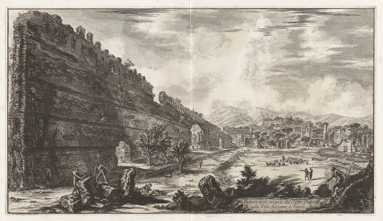 Kilátás a praetorianus erőd [a Poecile] maradványaira Hadrianusban alkotó: Giovanni Battista Piranesi