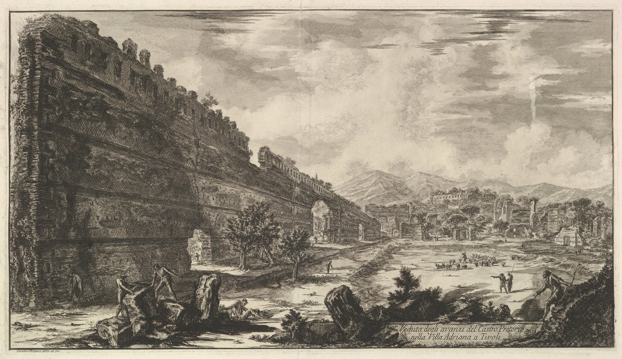 Kilátás a Castro Pretorio maradványaira a Tivoli-i Villa Adrianában A maradványok megtekintése ..., 1770. alkotó: Giovanni Battista Piranesi