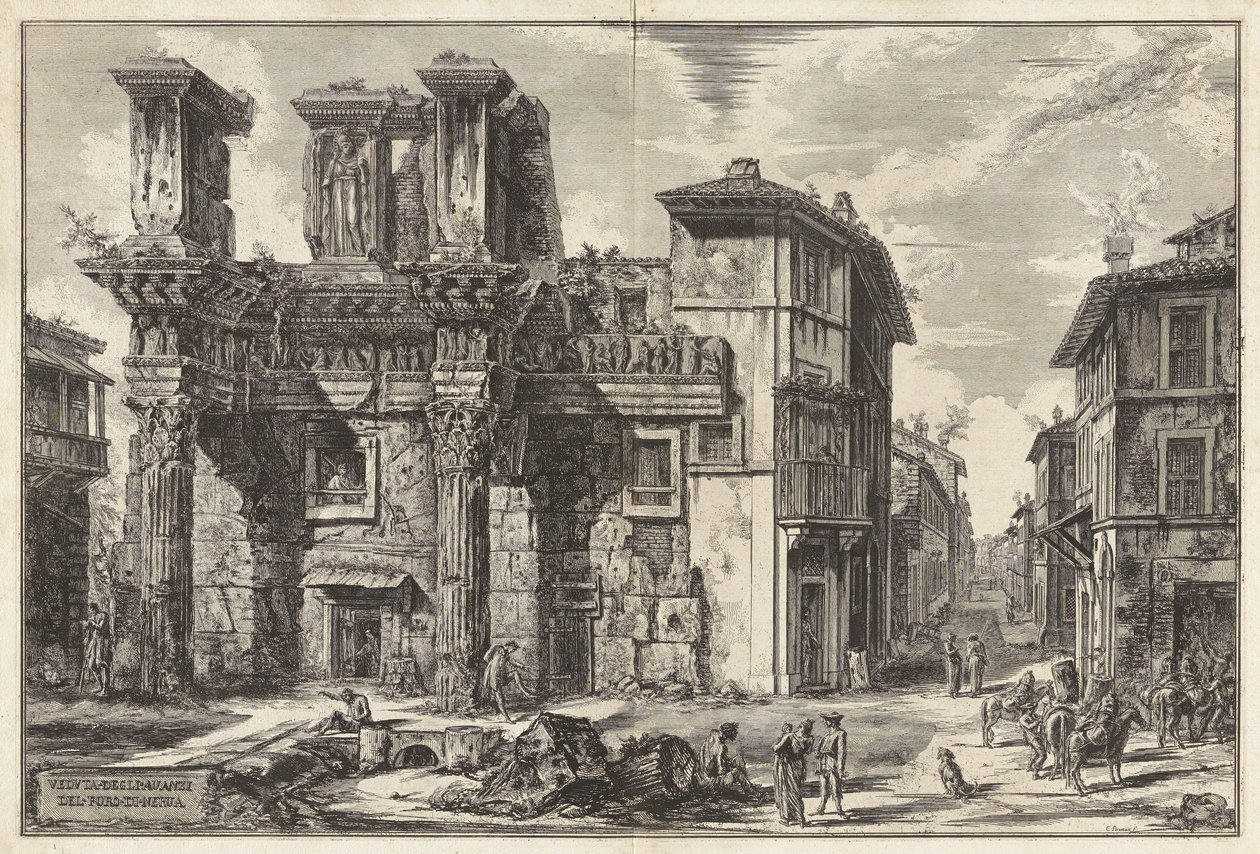 Kilátás a Nerva fórum maradványaira, a Vedute di Roma felől (Róma látképe) alkotó: Giovanni Battista Piranesi