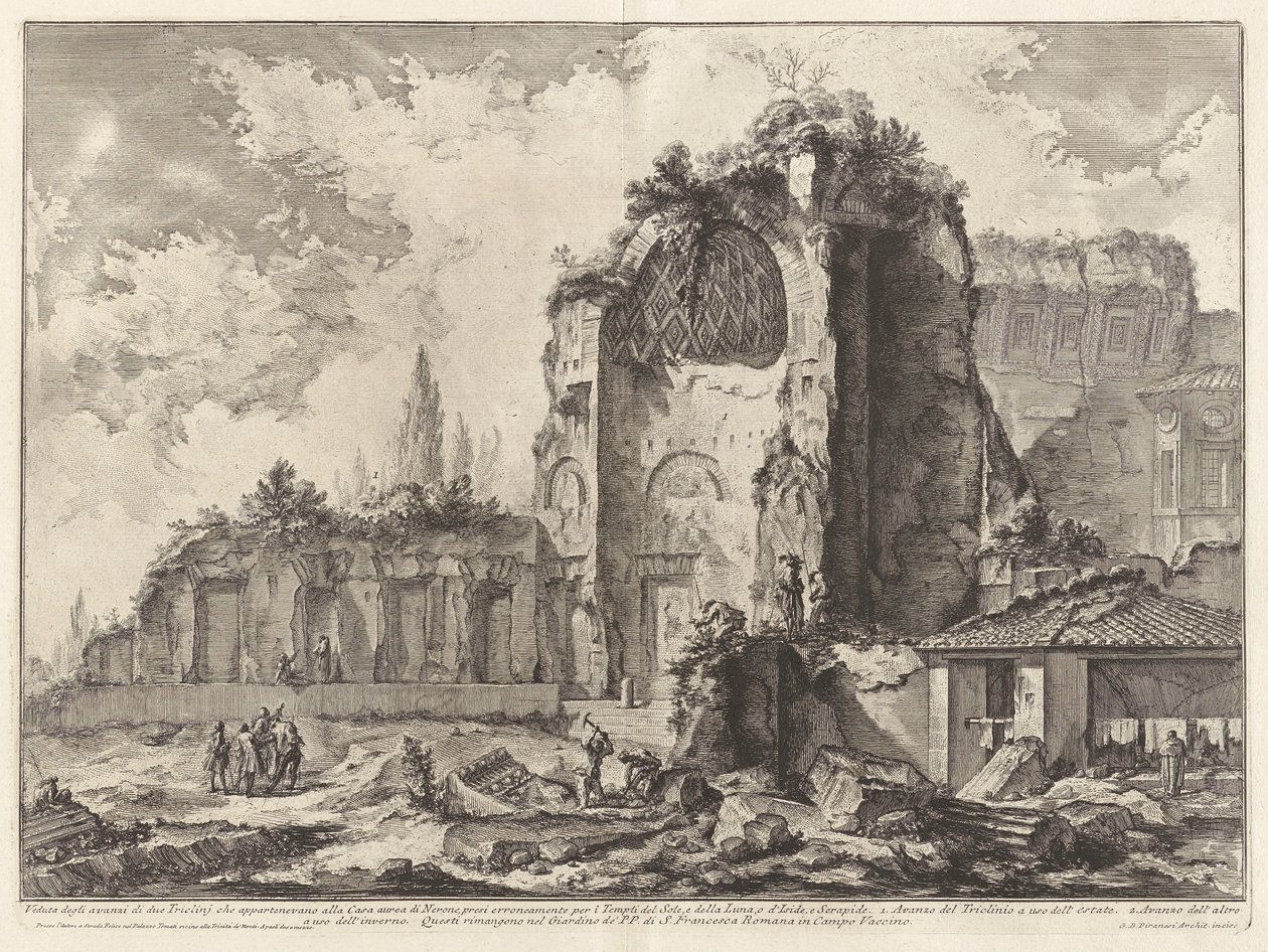 Kilátás két Triclini maradványára, amelyek Nero Aranyházához tartoztak alkotó: Giovanni Battista Piranesi