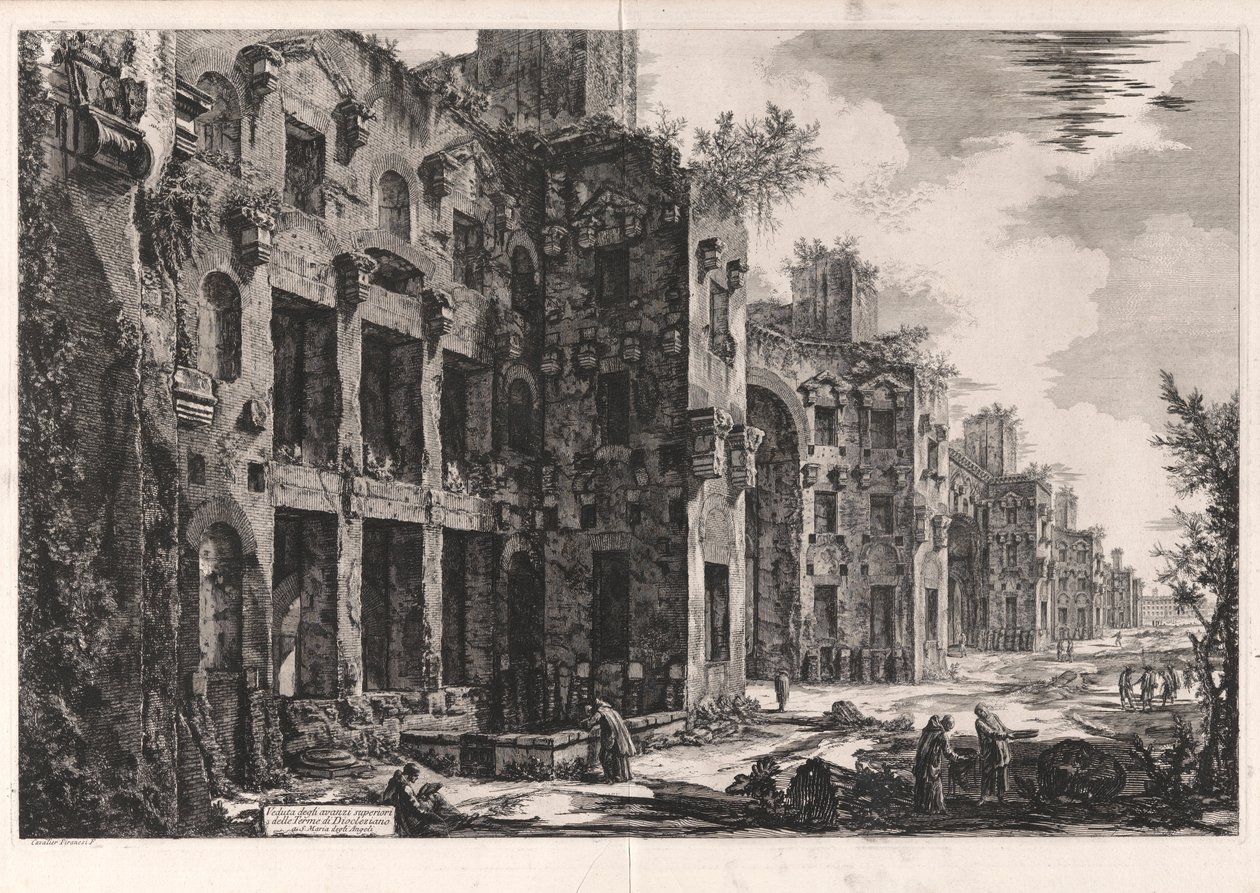 Kilátás Diocletianus fürdőjének felső maradványaira a Santa Maria degli Angeli-ben [a Frigidarium belseje: déli fal], a Vedute di Roma felől (Róma látképe) alkotó: Giovanni Battista Piranesi