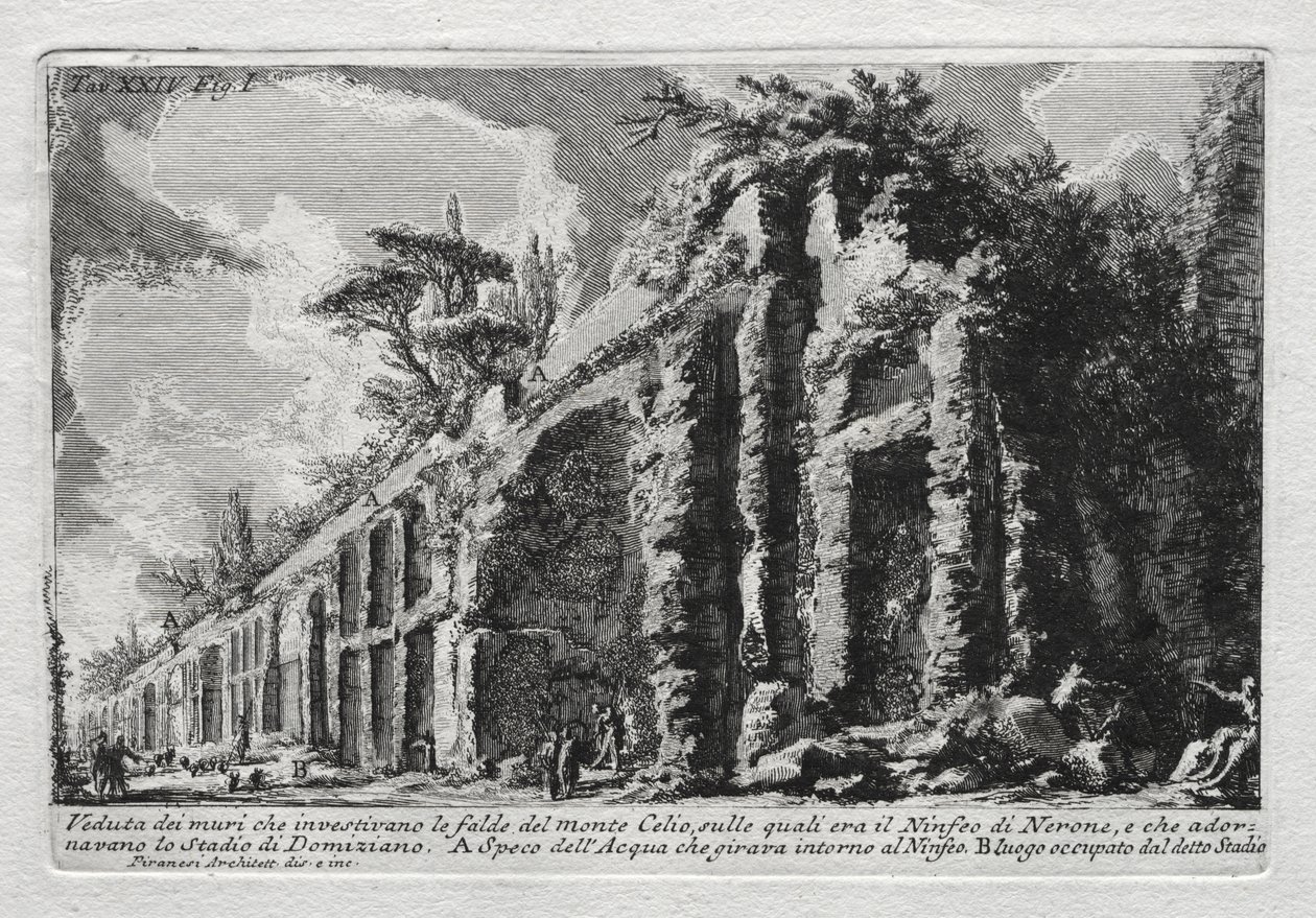 Kilátás a Monte Celio lejtőit borító falakra alkotó: Giovanni Battista Piranesi
