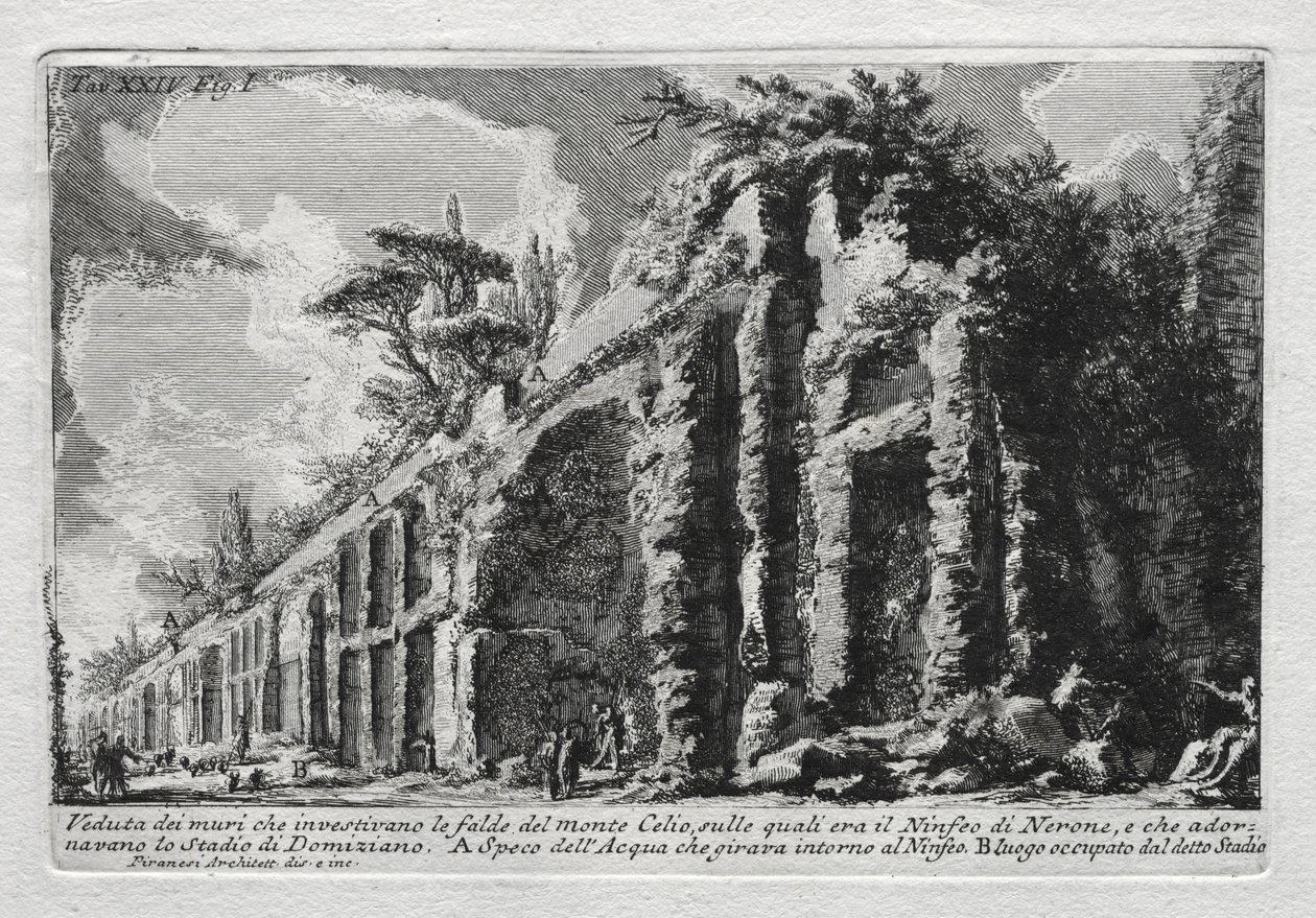 Kilátás a Celio-hegy lejtőit borító falakra. alkotó: Giovanni Battista Piranesi