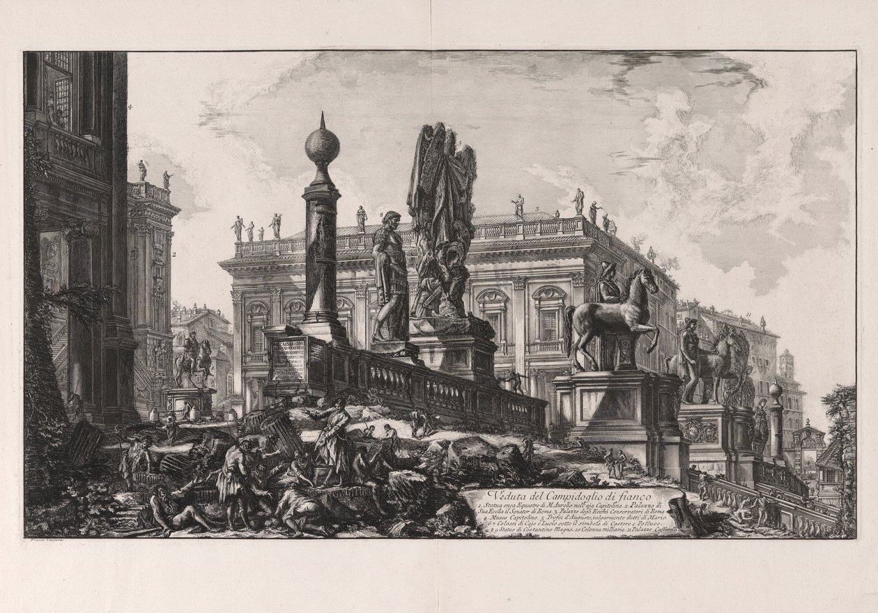 Kilátás a Campidogliora oldalról, a Vedute di Roma felől (Róma látképe) alkotó: Giovanni Battista Piranesi
