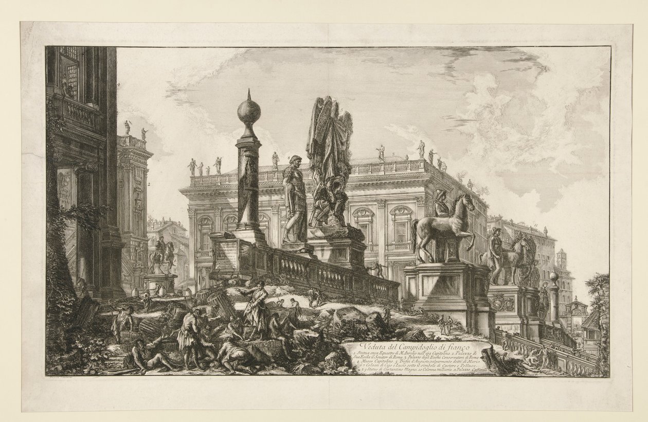 Kilátás a Campidoglio-ra, oldalról, Vedute di Roma felől alkotó: Giovanni Battista Piranesi