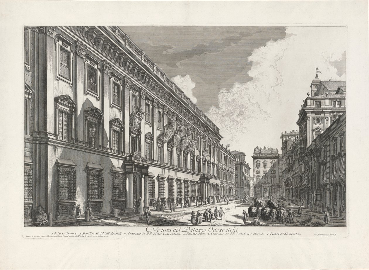 Kilátás a Palazzo Odescalchira, a Római kilátásból alkotó: Giovanni Battista Piranesi