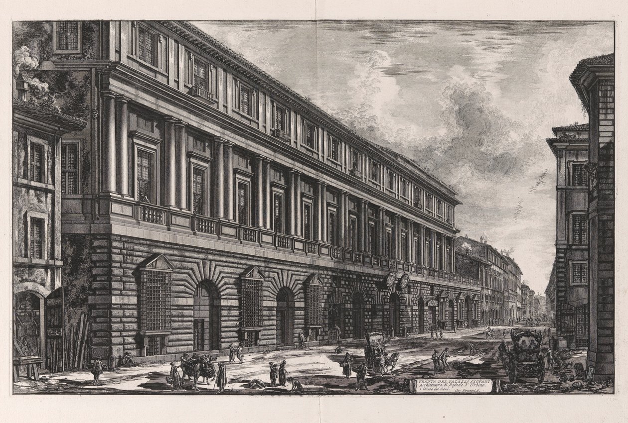 Kilátás a Stopani-palotára. Építészet: Rafaele d alkotó: Giovanni Battista Piranesi