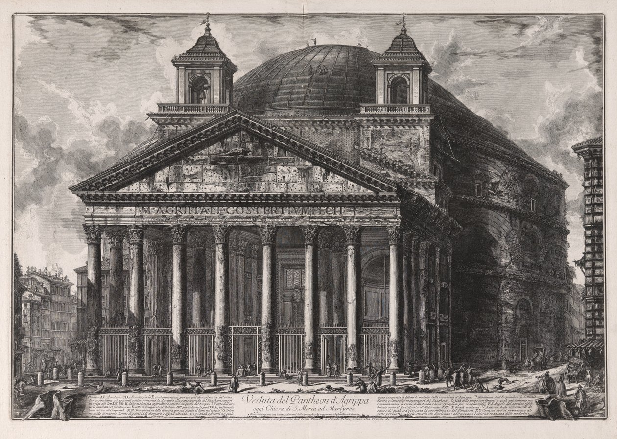 Agrippa Pantheonjának látképe, ma a Santa Maria ad Martyres templom [valójában Hadrianus Pantheonja], a Vedute di Roma (Róma látképei) sorozatból alkotó: Giovanni Battista Piranesi