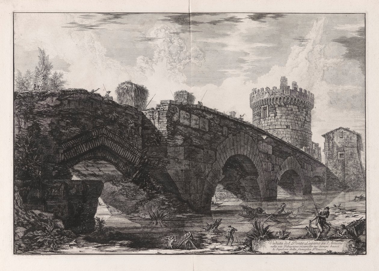 Kilátás a Luganói hídra az l alkotó: Giovanni Battista Piranesi