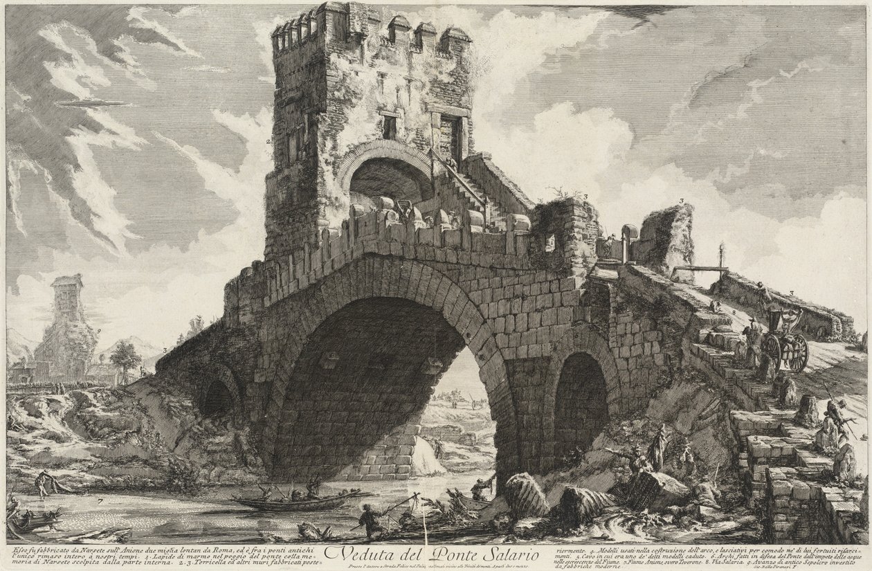 Kilátás a Salario hídra alkotó: Giovanni Battista Piranesi