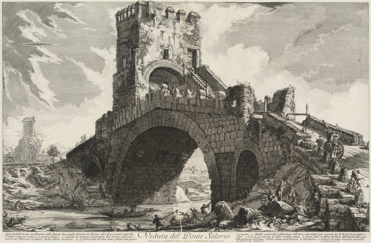 A Ponte Salario látképe alkotó: Giovanni Battista Piranesi