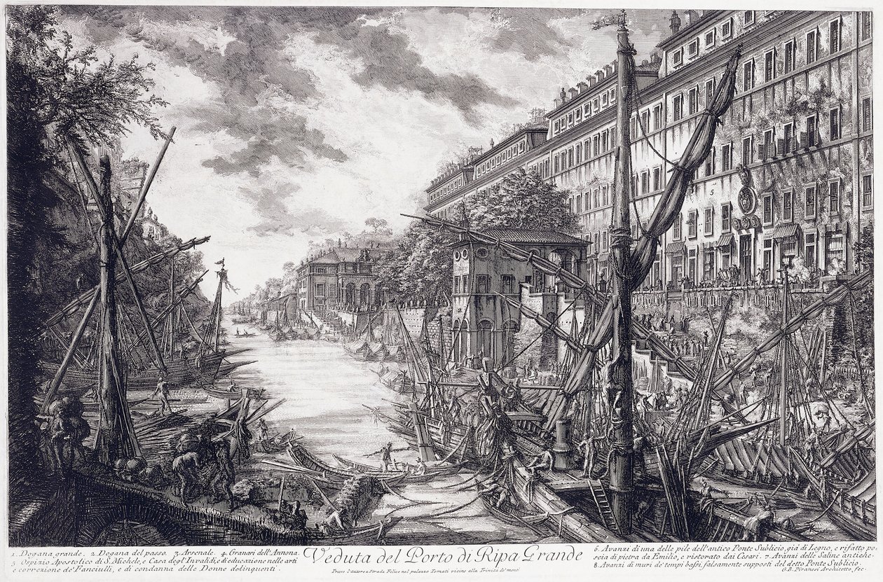 Kilátás a Ripa Grande kikötőre, 1760 körül alkotó: Giovanni Battista Piranesi