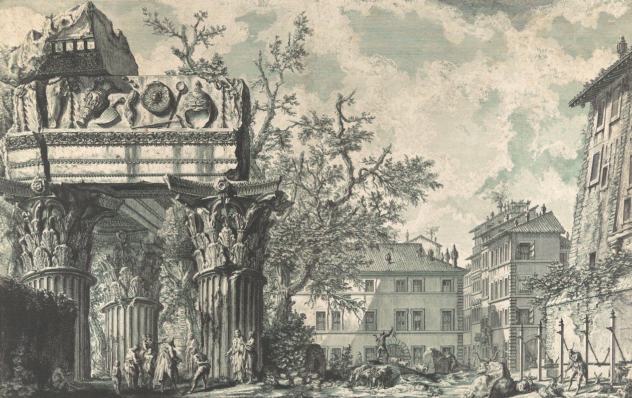 Kilátás a Mennydörgő Jupiter templomára, 1740-60-as évek. alkotó: Giovanni Battista Piranesi
