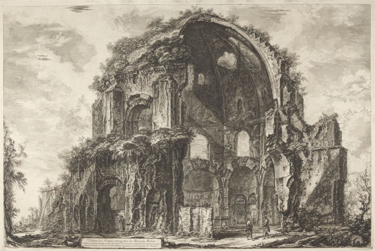 Minerva Medica nyolcszögletű templomának látképe alkotó: Giovanni Battista Piranesi
