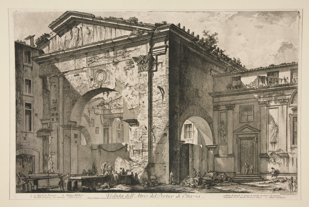 Octavia oszlopcsarnokának átriuma, a Vedute di Roma sorozatból alkotó: Giovanni Battista Piranesi