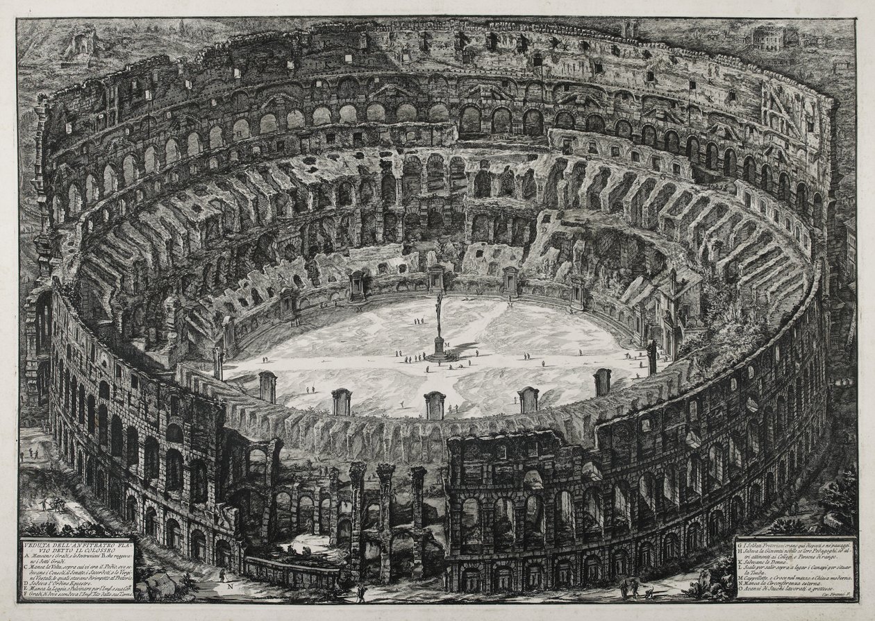 Kilátás a Colosseumként ismert Flavius-amfiteátrumra alkotó: Giovanni Battista Piranesi