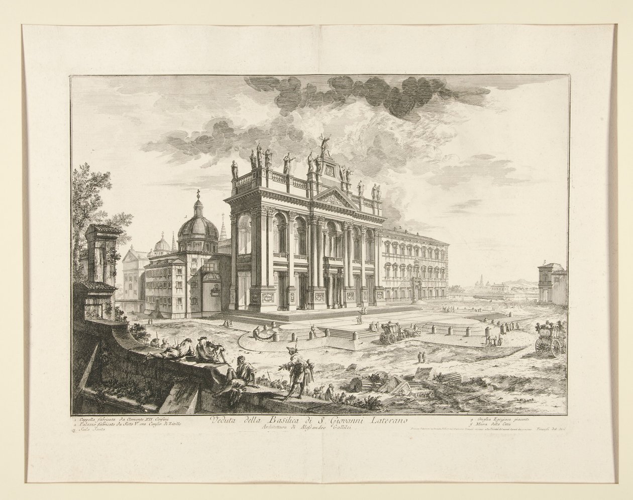 Kilátás a S. Giovanni Laterano-bazilikára, a Római kilátásból alkotó: Giovanni Battista Piranesi