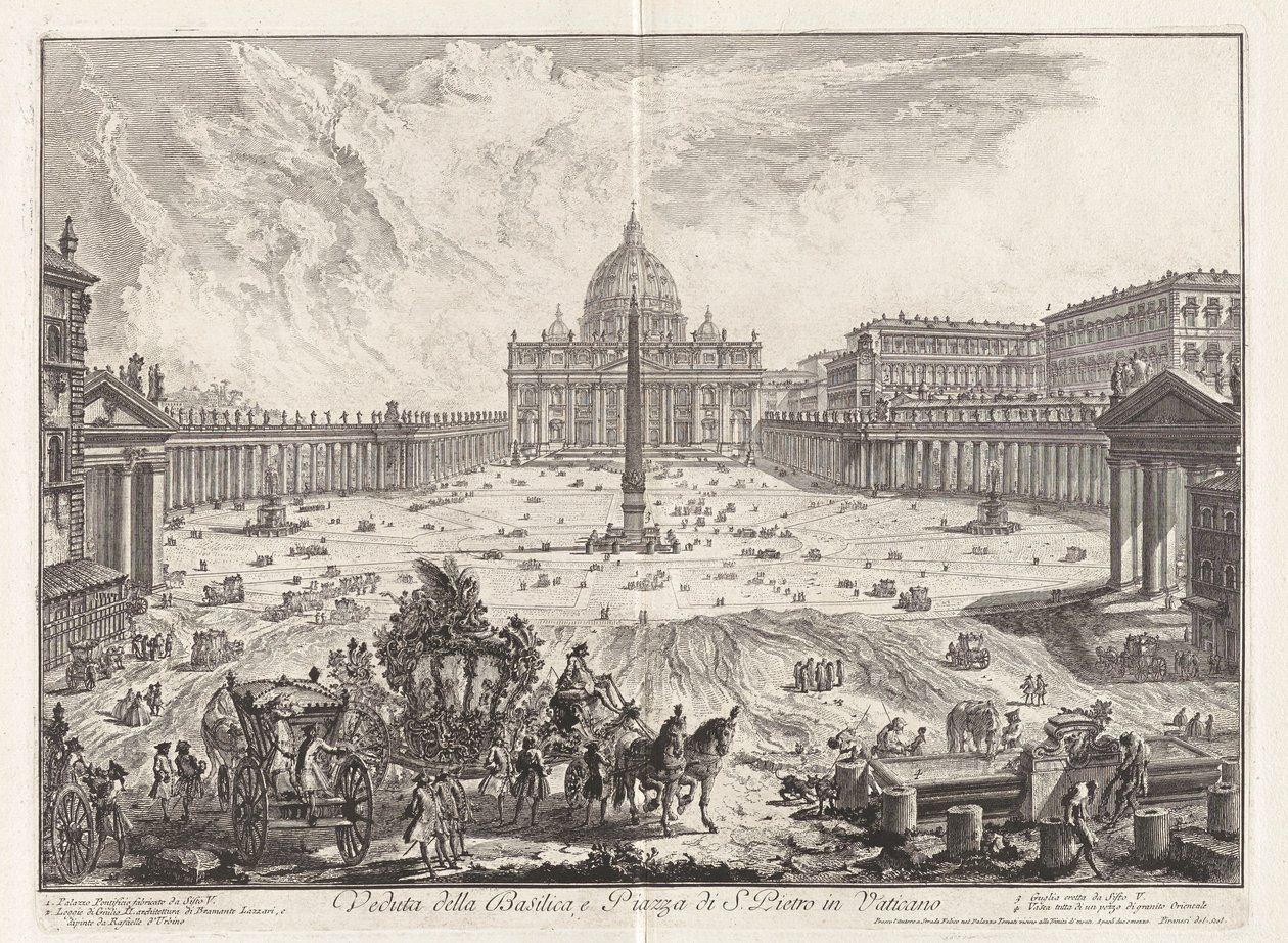 Kilátás a bazilikára és a Szent Péter térre alkotó: Giovanni Battista Piranesi