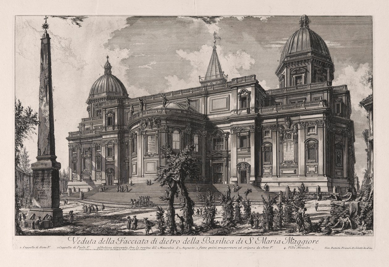 Kilátás a Santa Maria Maggiore-bazilika hátuljára (a Fa? Ade nézete a Santa Maria Maggiore-bazilika hátulján), a Vedute di Roma felől (Róma látképe) alkotó: Giovanni Battista Piranesi
