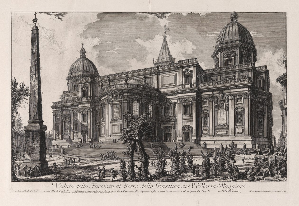 A Santa Maria Maggiore-bazilika hátsó homlokzatának látképe, a Vedute di Roma (Róma látképei) című sorozatból alkotó: Giovanni Battista Piranesi