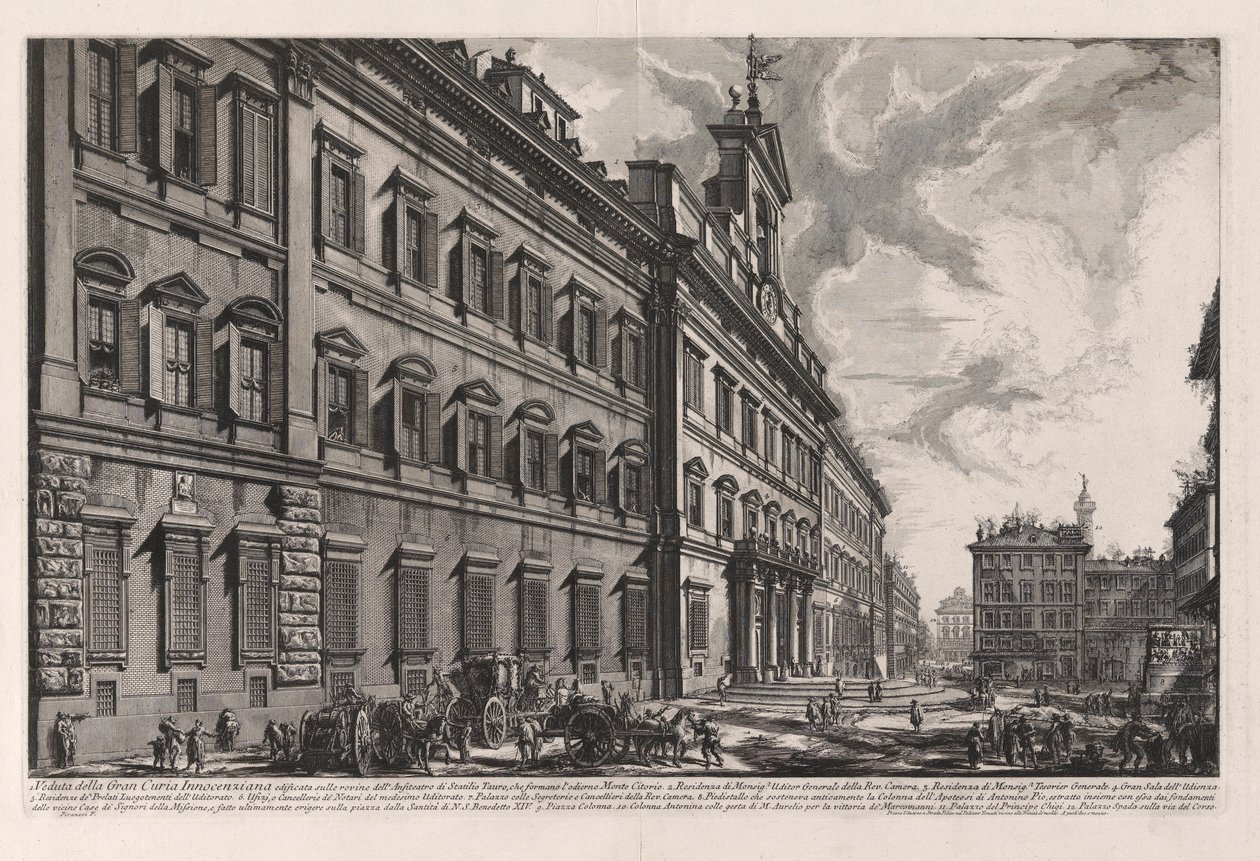 Kilátás az Innocenziana Grand Curiára alkotó: Giovanni Battista Piranesi