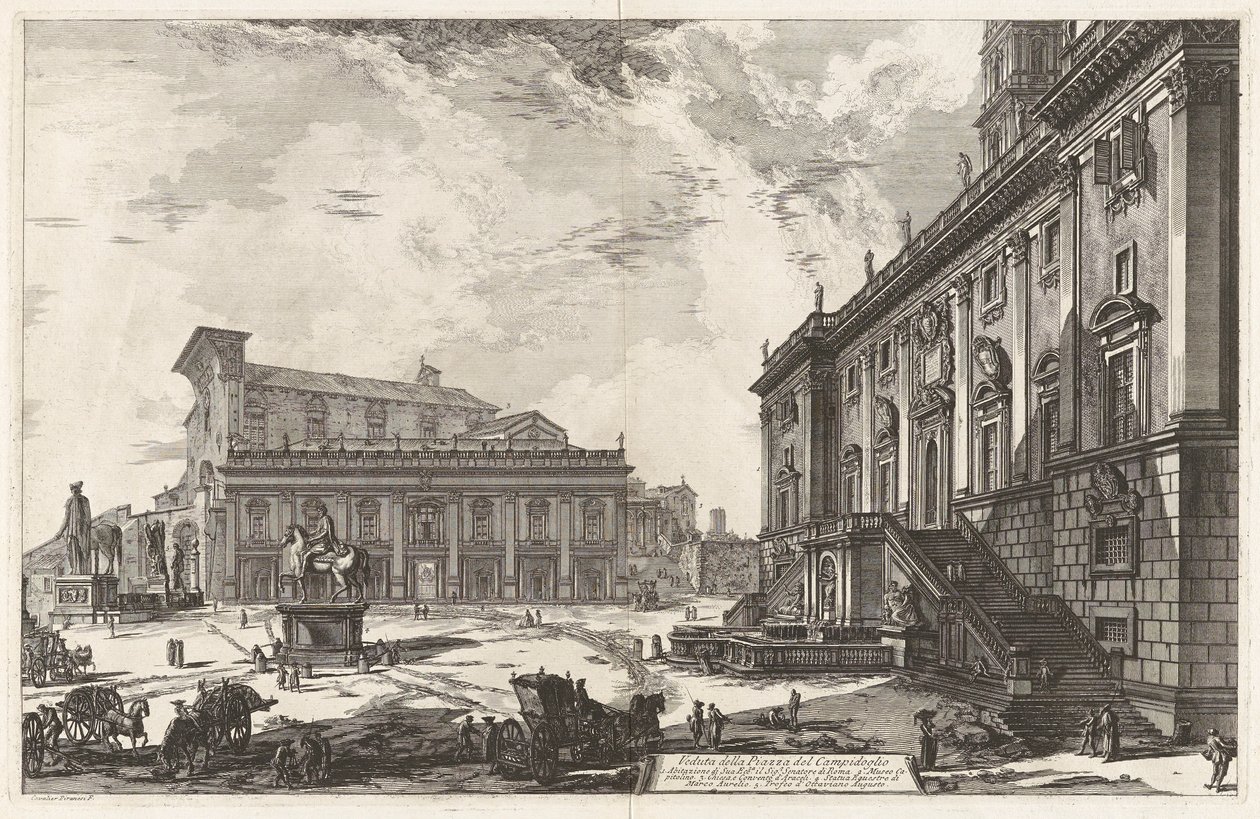 Kilátás a Piazza del Campidoglio-ra, a Vedute di Roma felől (Róma látképe) alkotó: Giovanni Battista Piranesi