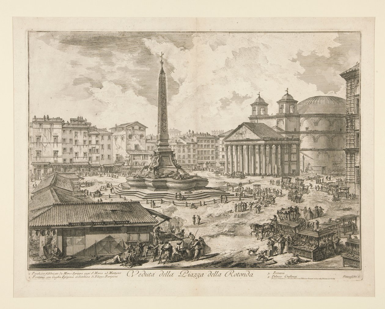 Kilátás a Piazza della Rotonda térre, a Római kilátásból alkotó: Giovanni Battista Piranesi