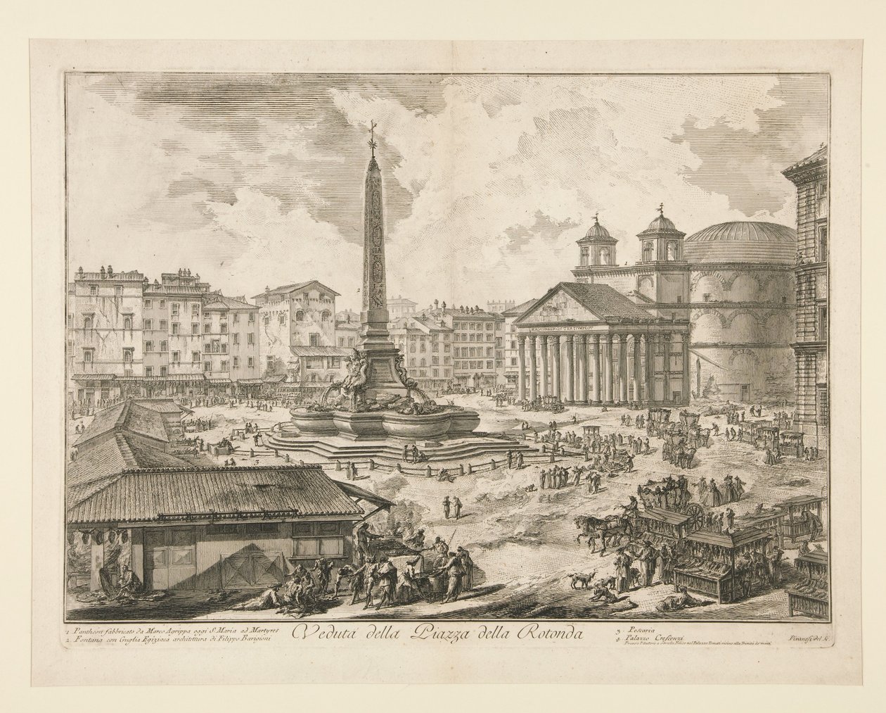 A Piazza della Rotonda látképe, a Vedute di Roma sorozatból alkotó: Giovanni Battista Piranesi