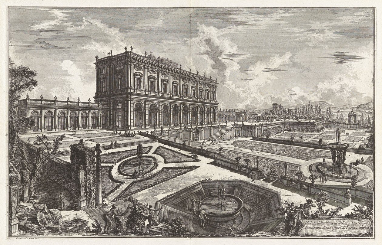 Alessandro Albani bíboros őeminenciája villájának látképe a Porta Salarián kívül, a Vedute di Roma (Róma látképei) sorozatból alkotó: Giovanni Battista Piranesi