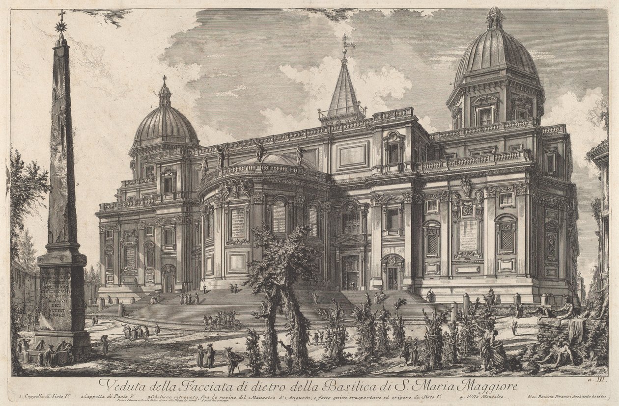 Kilátás a S. Maria Maggiore-bazilika hátsó homlokzatára alkotó: Giovanni Battista Piranesi