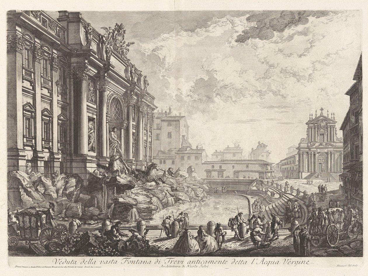 Kilátás a hatalmas Trevi-kútra, korábban l alkotó: Giovanni Battista Piranesi