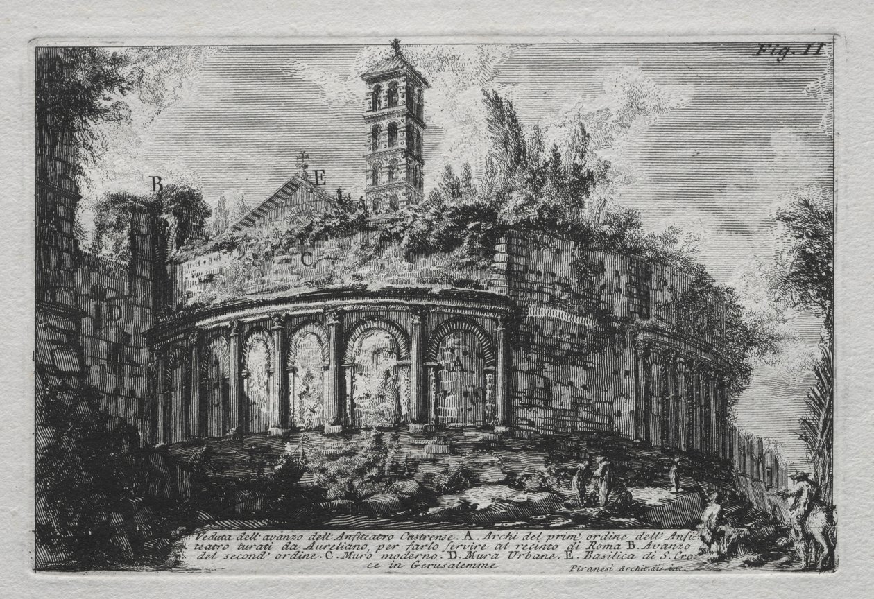 Kilátás a Castranse Amfiteátrum maradványaira. alkotó: Giovanni Battista Piranesi