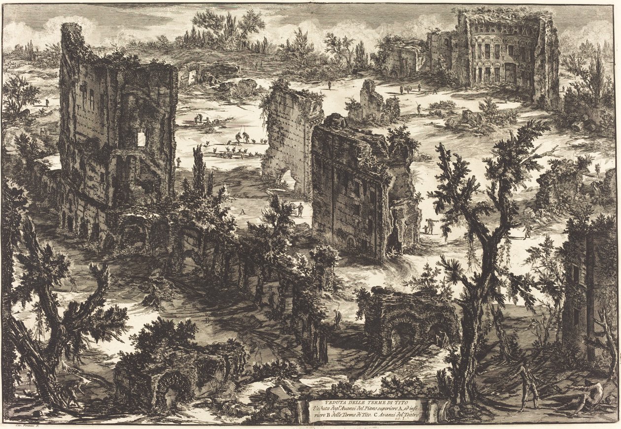 Kilátás a Terme di Tito-ra alkotó: Giovanni Battista Piranesi