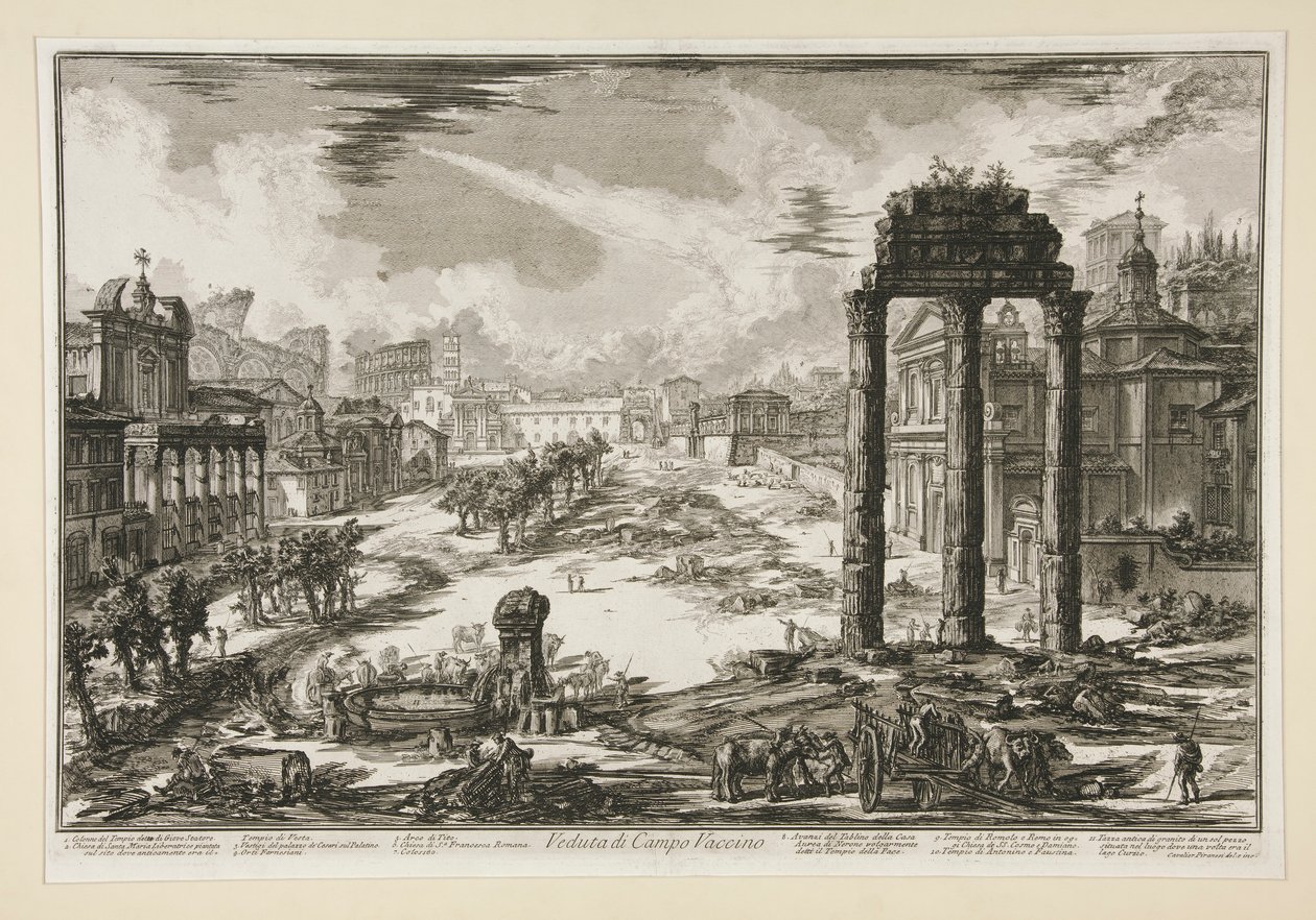 Kilátás a Campo Vaccino-ra, a Római kilátásból alkotó: Giovanni Battista Piranesi