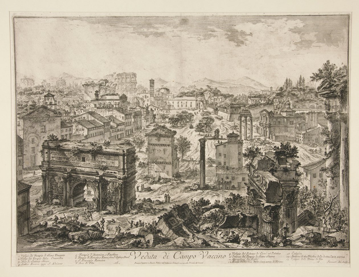 Kilátás a Campo Vaccino-ra, a Római kilátásból alkotó: Giovanni Battista Piranesi
