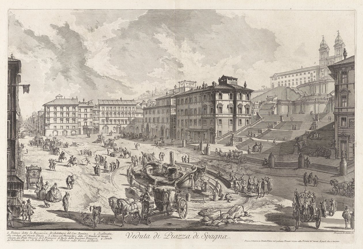 Kilátás a Piazza di Spagna-ra, a Vedute di Roma felől (Róma látképe) alkotó: Giovanni Battista Piranesi