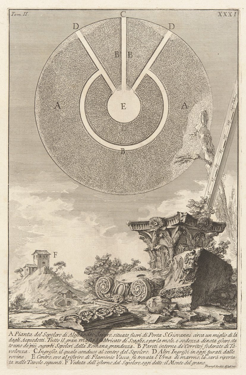 L. Arruntius sírkamrájának egy másik része, 10. tábla a 2. kötetből Antichit? római (római régiségek) alkotó: Giovanni Battista Piranesi