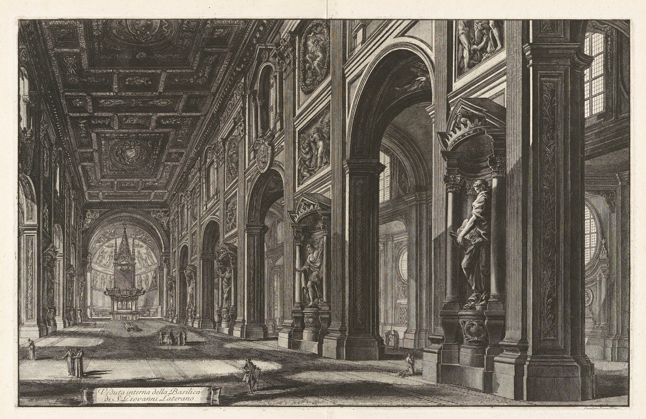 Belső kilátás a San Giovanni Laterano-bazilikára, a Vedute di Roma felől (Róma látképe) alkotó: Giovanni Battista Piranesi