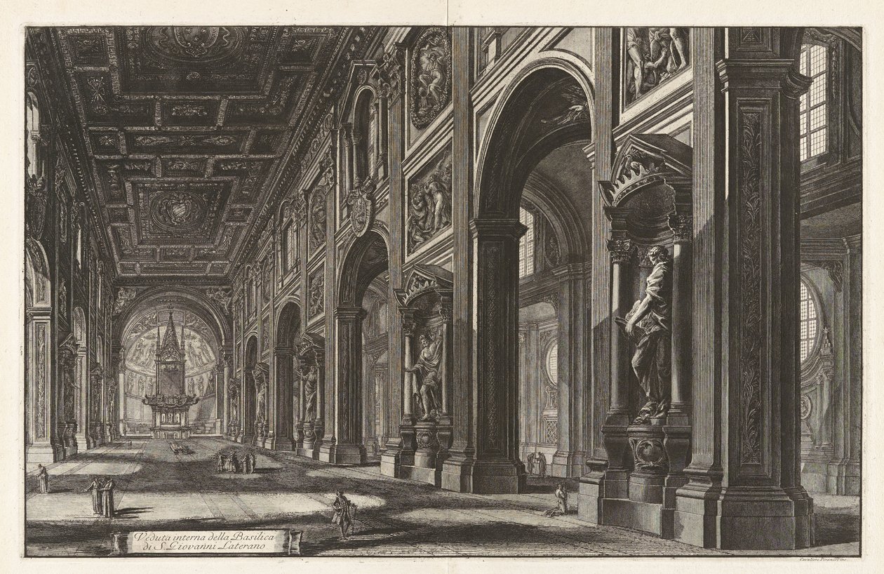 A San Giovanni in Laterano-bazilika belső nézete, a „Vedute di Roma” sorozatból alkotó: Giovanni Battista Piranesi