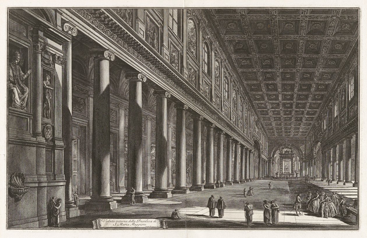 A Santa Maria Maggiore-bazilika belső nézete (a Santa Maria Maggiore-bazilika belső nézete), a Vedute di Roma felől (Róma látképe) alkotó: Giovanni Battista Piranesi
