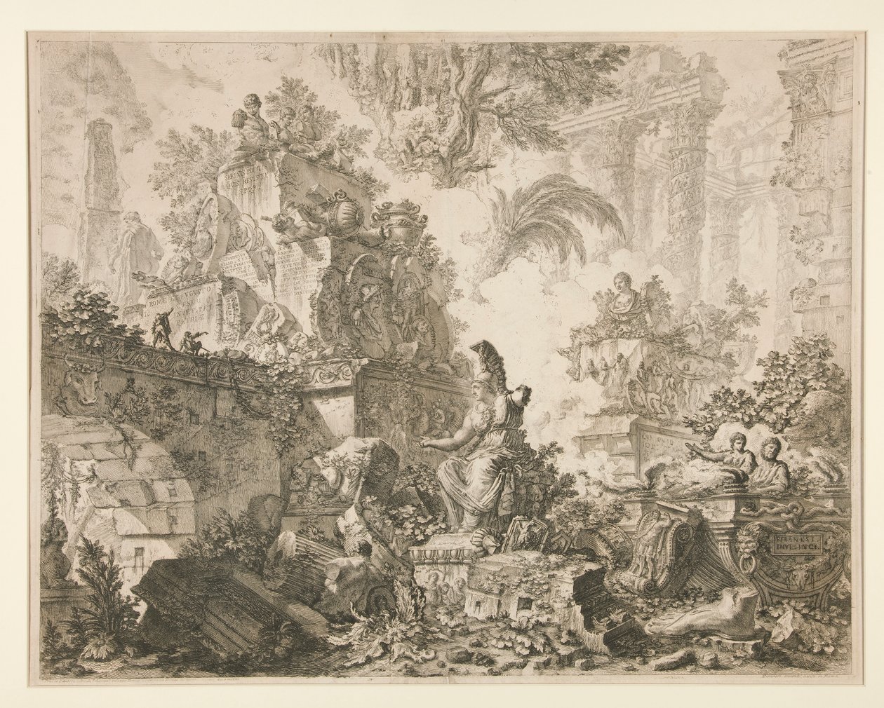 Kilátás Rómára: homlokzat Minerva szobrával alkotó: Giovanni Battista Piranesi
