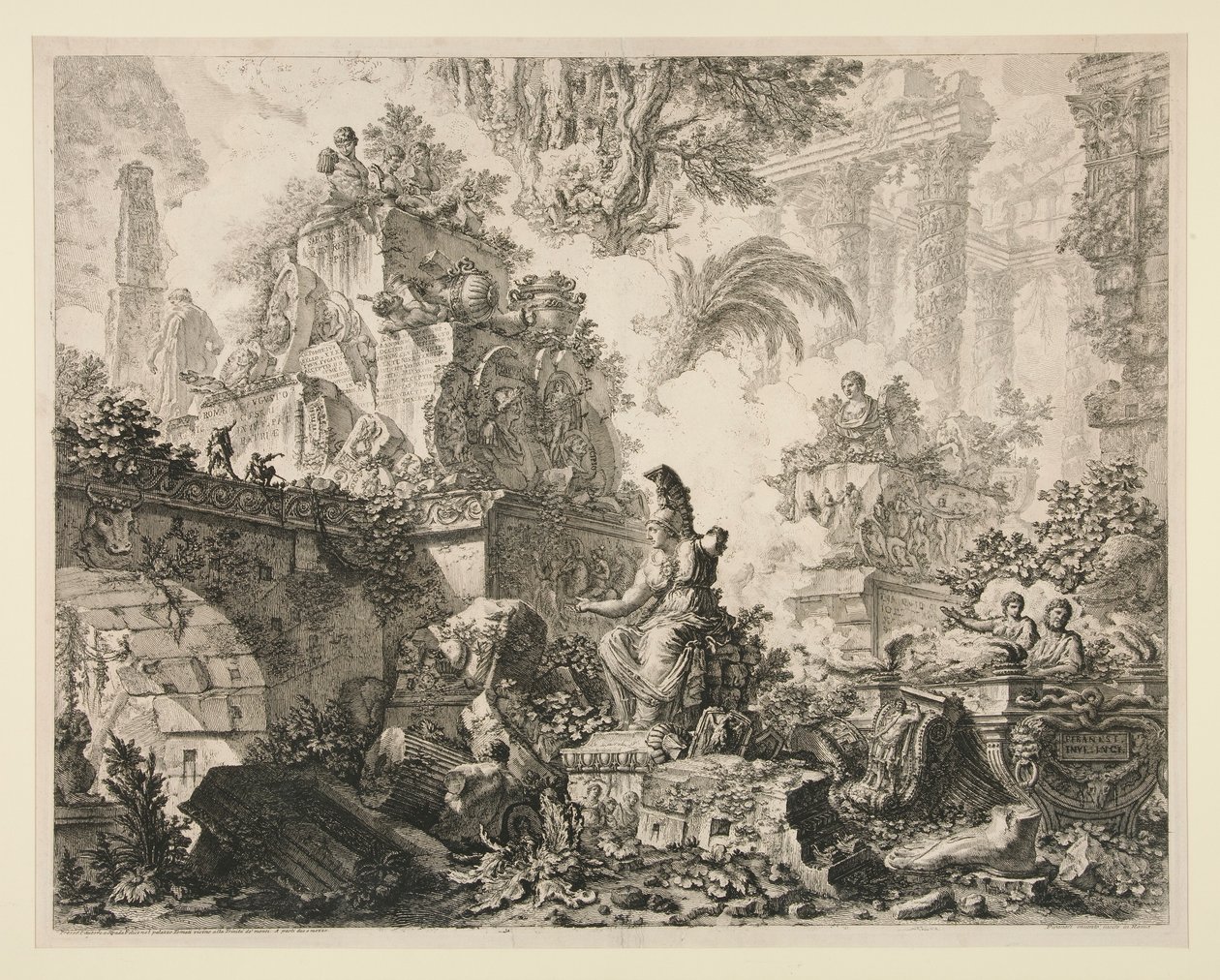 Kilátás Rómára: homlokzat Minerva szobrával alkotó: Giovanni Battista Piranesi
