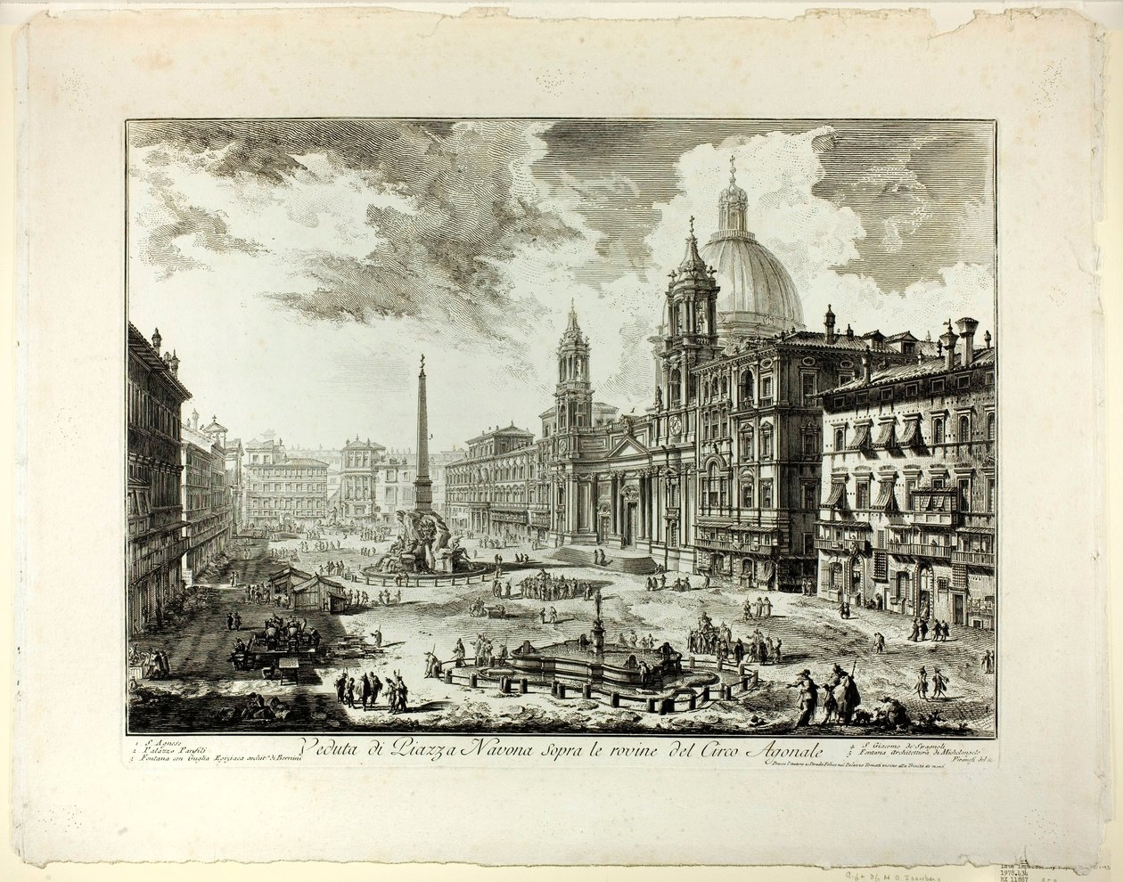 Kilátás a Piazza Navona térre a Domitianus-cirkusz romjai felett, a Római kilátásból alkotó: Giovanni Battista Piranesi