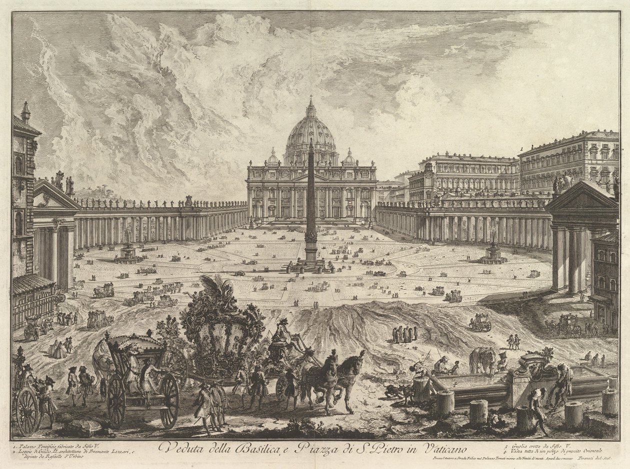 A Szent Péter-bazilika és a vatikáni tér látképe, a Vedute di Roma (Római látképek) sorozatból alkotó: Giovanni Battista Piranesi