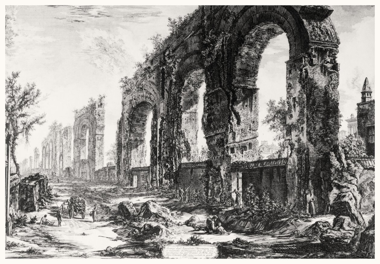Néró vízvezetékének kilátása, a "Róma kilátásai" sorozatból, 1760 körül (rézkarc) alkotó: Giovanni Battista Piranesi